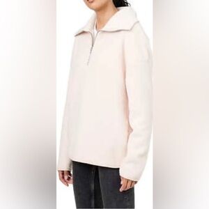 Elle Cream Quarter-Zip Pullover Fleece, Sz XL